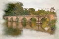 Digital watercolour painting of Essex Bridge on the River Trent, Great Haywood, Staffordshire, UK