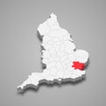 Essex county location within England 3d map