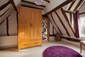 Dressing room with exposed beams