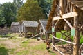 Trading houses. Norman village reconstruction, dated back to 1050. Educational centre for kids. England, UK Royalty Free Stock Photo