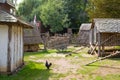 Trading houses in the Norman village. Reconstruction of 1050th. Educational centre for kids. London, UK Royalty Free Stock Photo