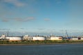 Esso Petroleum tanks and Industriedok behind, Antwerpen, Belgium