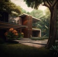 Nature-inspired fictional house designs created in high-quality generative AI Royalty Free Stock Photo