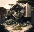 Nature-inspired fictional house designs created in high-quality generative AI Royalty Free Stock Photo