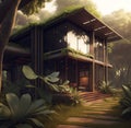 Nature-inspired fictional house designs created in high-quality generative AI Royalty Free Stock Photo