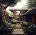 Nature-inspired fictional house designs created in high-quality generative AI Royalty Free Stock Photo