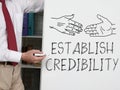 Establish credibility is shown using a text