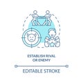 Establish rival and enemy turquoise concept icon