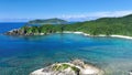 Establishing aerial drone shots of pristine parts of Kerama islands, Okinawa.