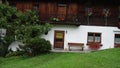 Establishing shot of traditional alpine house