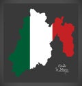 Estado de Mexico map with Mexican national flag illustration