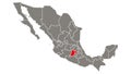 Estado de Mexico state blinking red highlighted in map of Mexico