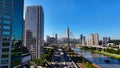 Famous Estaiada Bridge At Downtown Sao Paulo Brazil. Royalty Free Stock Photo