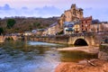 Estaing Old town on Lot river, Aveyron, France Royalty Free Stock Photo