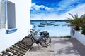 Estany des Peix in formentera with bicycles parking lot Royalty Free Stock Photo