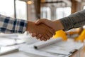 Estate agent shaking hands with buyer after signing the house contract. Generative ai Royalty Free Stock Photo