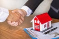 Estate agent shaking hands with customer after contract signature, Business Signing a Contract Buy - sell house, Home for rent Royalty Free Stock Photo