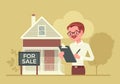Estate agent, smart male realtor listing, marketing home