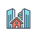 Color illustration icon for Estate, residence and property