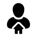 Estate icon vector with person profile avatar male user in a flat color glyph pictogram Royalty Free Stock Photo