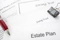 Estate planning documents -- Living Trust  Living Will  Healthcare Power of Attorney Royalty Free Stock Photo