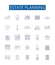 Estate planning line icons signs set. Design collection of Wills, Trusts, Taxation, Probate, Heirs, Inheritance, Estate