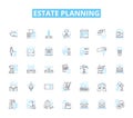 Estate planning linear icons set. Inheritance, Will, Trust, Probate, Executor, Bequest, Tax line vector and concept