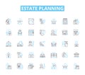 Estate planning linear icons set. Inheritance, Will, Trust, Probate, Executor, Bequest, Tax line vector and concept