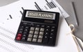 ESTATE PLANNING text on calculator with chart on grey background Royalty Free Stock Photo