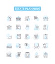 Estate planning vector line icons set. Estate, Planning, Attorney, Will, Probate, Trusts, Taxation illustration outline