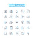 Estate planning vector line icons set. Estate, Planning, Attorney, Will, Probate, Trusts, Taxation illustration outline