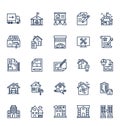 Basic RGB Estate Property and Law Isolated Vector Icons Set that can easily modify or edit