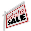 Estate Sign Homeowner Selling Possessions Inside House Royalty Free Stock Photo