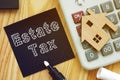 Estate Tax is shown on the conceptual business photo