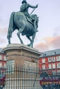 estatua de Felipe III en la Plaza Mayor de Madrid Royalty Free Stock Photo