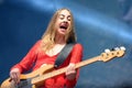 Este Haim, bass player of Haim band, performance at Heineken Primavera Sound 2014 Festival Royalty Free Stock Photo