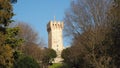 Este, Padova, Italy. The ruins of the Carrarese castle and its public park