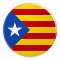 Estelada Blava Catalan Separatism Flag Button, Catalonia Independence Badge, 3d illustration on white background Royalty Free Stock Photo