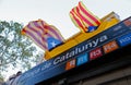 Estelada flags in the entry of the subway in Barcelona wide