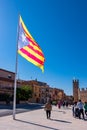 Estelada flag in Montblanc village on Tarragona, Catalonia, Spain