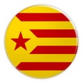Estelada Groga Catalan Flag Button, Catalonia Independence News Concept Badge, 3d illustration Royalty Free Stock Photo