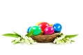 Ester eggs in basket spring trasditional Royalty Free Stock Photo