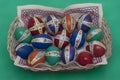 Ester eggs with decoration in basket