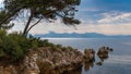 The Esterel mountain range seen from the Lerins Island off the coast of Cannes Royalty Free Stock Photo