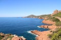 Esterel rocks beach coast and sea. Cote Azur, Provence, France Royalty Free Stock Photo