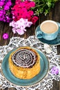 Esterhazy Almond Chocolate Cake on Wooden Background Royalty Free Stock Photo