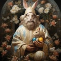 Estet bunny with eags and flower. Royalty Free Stock Photo