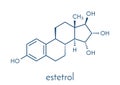 Estetrol natural estrogen hormone molecule. Skeletal formula.