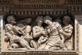 Esther and King Ahasuerus, marble relief on the facade of the Milan Cathedral, Duomo di Santa Maria Nascente, Milan, Italy