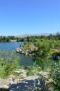 Esther Simplot Park with distant foothills Boise Idaho landscape vertical